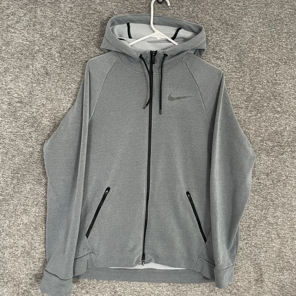 Nike Mens Dry Training Full Zip Hoodie Jacket Gray Black‎ L 833896 021